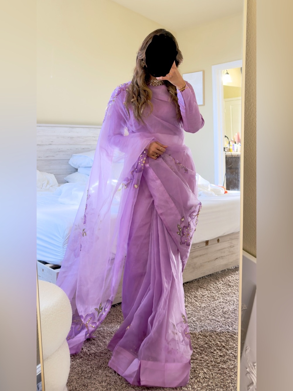 RSM Lilac Embroidered Chiffon Saree